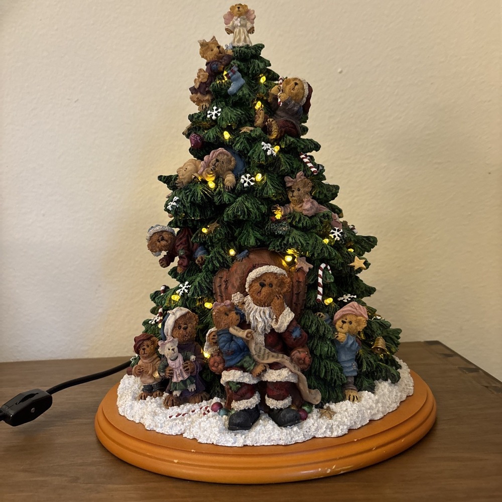 Danbury Mint Boyds Bears Christmas Tree Lighted  13" Teddy Bear Tree Excellent